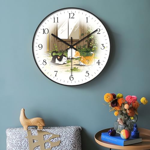 8 inch Decorative Wall Clock Battery Operated, Cats - color: M2411-cats, size: 8 Inch