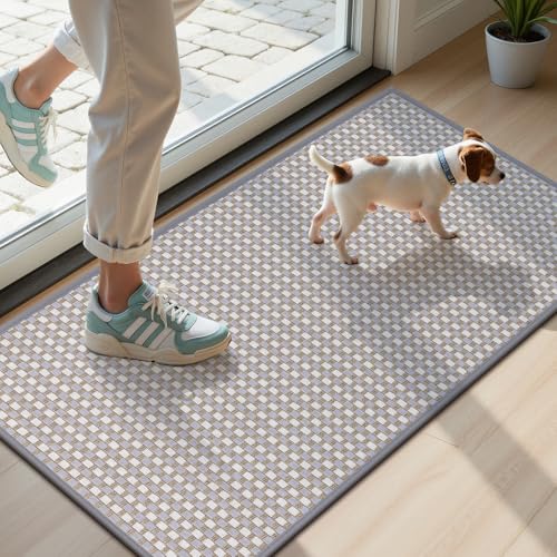 U'Artlines Front Door Mat 17"x29",Indoor Outdoor Floor Mats, Grey - color: Grey, size: 17"x29"