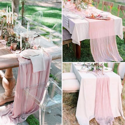 6 Pack Pink Cheesecloth Table Runner 35 x 120 Inch - color: Pink, size: 6 Pcs - 10 Ft