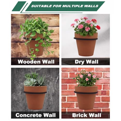 Hanging Wall Planters Set of 6, Terracotta Pots with Metal Rings