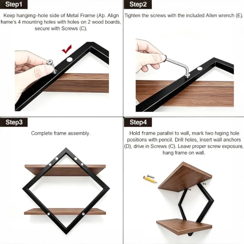 2 Pack Floating Wall Shelves Plant Holders, Brown - color: Rustic Brown-2pack