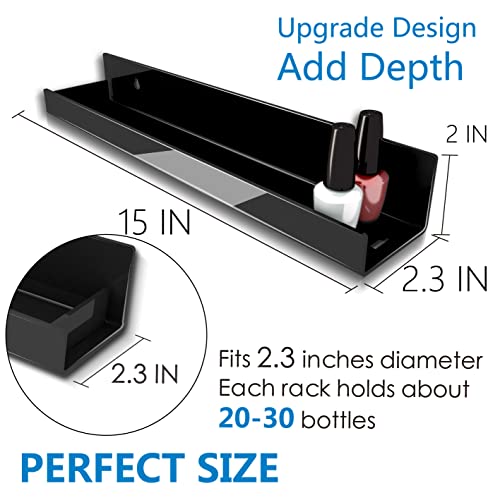 8 Pack 15 Inch Black Acrylic Floating Wall Shelves, Kids Bookshelf - color: 15in-black- 8 Pack