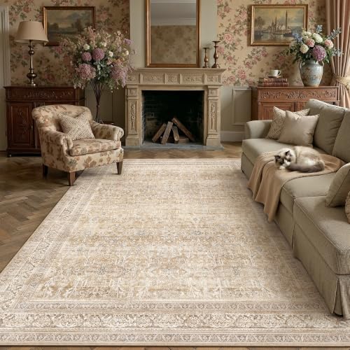 8x10 Beige Neutral Retro Area Rug - color: Retro | Beige, size: 8' x 10' (Rectangular)