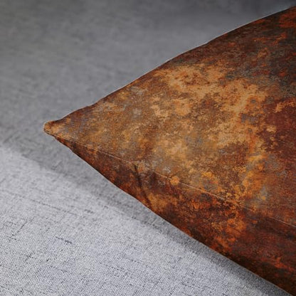 Emvency Throw Pillow Covers Set of 2, 18 x 18 Inch, Rustic Rusty Metal | Copper Brown Outdoor Decorative Square Pillow Cases Couch Cushion Case for Couch Bed Sofa Living Room Home Decor - size: 18" x 18" (Pack of 2)