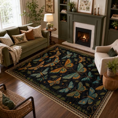 Area Rug 5x7 Butterfly Rug for Living Room Butterflies Insect Rugs - color: Butterfly, size: 5' x 7' (Rectangular)