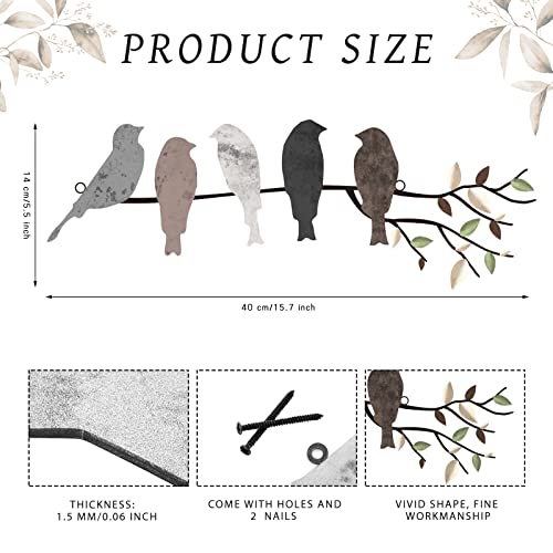 Ferraycle Metal Bird Wall Art, Birds on Branch Sculpture, Dark Colors