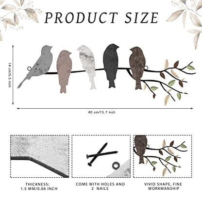 Ferraycle Metal Bird Wall Art, Birds on Branch Sculpture, Dark Colors