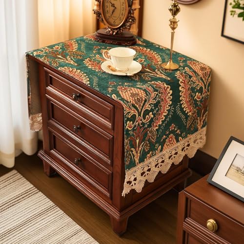 Nightstand Cover Emerald, Jacquard Lace Topper, 15.7x43.3 Inch - color: Emerald, size: 43.3" x 15.7" (Rectangular)