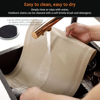 Khaki Vinyl Placemats Set of 6, Heat Resistant Table Placemats - color: Khaki