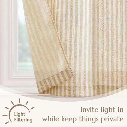 jinchan Linen Boxter Stripe Valances for Window 50 x 16 inch,Beige,1 Panel - color: Boxter Stripe | Beige on Linen, size: 50"W x 16"L (Pack of 1)