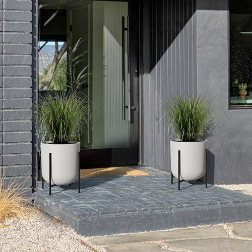 Veradek Mason Series Raised Lima Planter - Round Planter with Stand - color: White, size: 15 inch