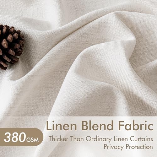 MIULEE Pinch Pleated Linen Curtains 40x100 Inch Beige White 4 Panels Set - color: Beige White, size: 40"W x 100"L (Pack of 4)