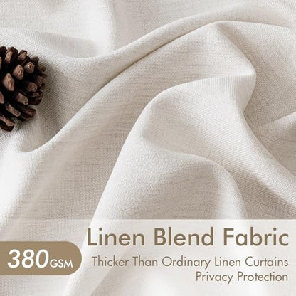 MIULEE Pinch Pleated Linen Curtains 40x102 Inch Beige White 4 Panels Set - color: Beige White, size: 40"W x 102"L (Pack of 4)