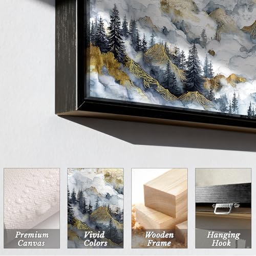 crmotu Mountain Large Wall Art, Pine Tree Landscape Canvas Prints 20"x40" - color: Gold Mountain, size: 40"L x 20"W