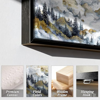 crmotu Mountain Large Wall Art, Pine Tree Landscape Canvas Prints 20"x40" - color: Gold Mountain, size: 40"L x 20"W