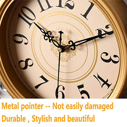 Crystal Metal Wall Clock Silent Non Ticking - 26"×21" Quality Quartz Battery Operated, Decorative for Kitchen, Living Room, Bedroom, Bathroom, Bedroom, Office