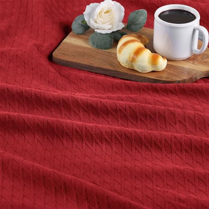 Superior Cotton Blanket, Lightweight, Breathable Bedding, Throw, Burgundy - color: Burgundy, size: Throw