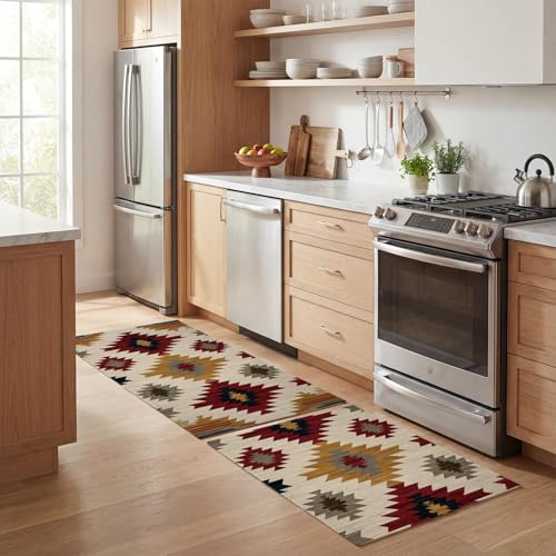 Artoid Mode Diamond Pattern Retro Kitchen Mats Set of 2-17x29 + 17x47