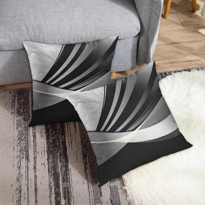 Emvency Throw Pillow Covers Set of 2, 18 x 18 Inch, Abstract Stripes Retro - color: Black and Grey 3, size: 18" x 18" (Pack of 2)