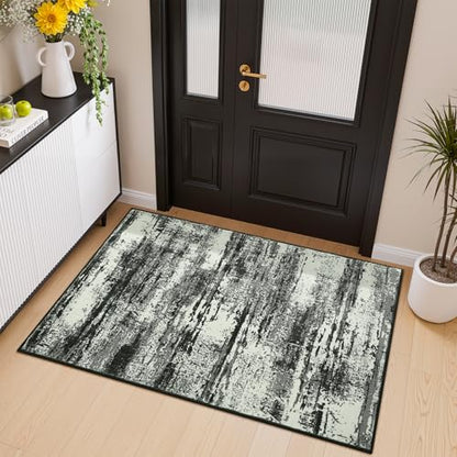 Merelax 2x3 Entryway Door Mat—Washable, Non-Slip, Black White, Low Pile Rug - color: Black White, size: 2' x 3'(24''x36'')