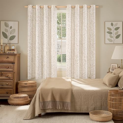 BGment Beige Linen Curtains for Living Room 63 Inch Length 2 Panels - color: Beige, size: 52"W x 63"L (Pack of 2)