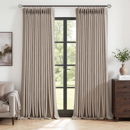 MIULEE Pinch Pleated Blackout Linen Curtains Burlywood Birch 2 Panels 40x90 - color: Burlywood Birch, size: 40"W x 90"L (Pack of 2)