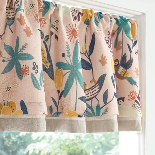 jinchan Floral Linen Window Valance Curtain, 50x18, 1 Panel, Pink - color: Averie | Blush Pink, size: 50"W x 18"L (Pack of 1)