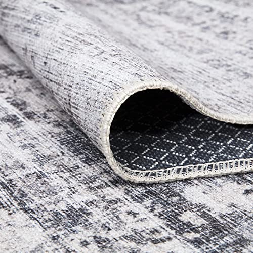 Bloom Rugs Washable Non-Slip 2' x 3' Rug - Gray/Charcoal/Blue Modern Abstract Area Rug for Living Room, Bedroom, Dining Room, and Kitchen - Exact Size: 2' x 3' - color: Gray / Charcoal / Blue, size: 2' x 3' (Rectangular)