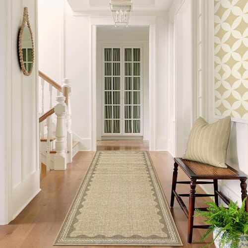GarveeHome Scalloped Rug - color: Jute, size: 3' x 8' (Runner)