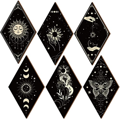 Sintuff 6 Pieces Halloween Mushroom Wall Decor Gothic Witchy Boho Wall Art - style: Boho