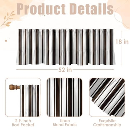 Emvency Valances for Windows, Line Ruffle Hem, 2 Pack 52x18 Inch, Striped - color: Brown