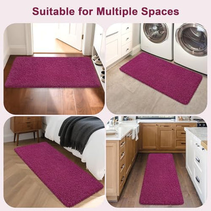 Bathroom Runner Rug 60"x24", Non Slip Long Bath Mat, Burgundy - color: Burgundy, size: 60" x 24" (Rectangular)