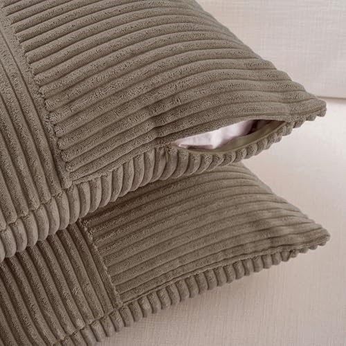 Fancy Homi Set of 2 Light Brown Striped 14x36 Inch Throw Pillow Covers - color: Light Brown, size: 36" x 14" (Pack of 2)