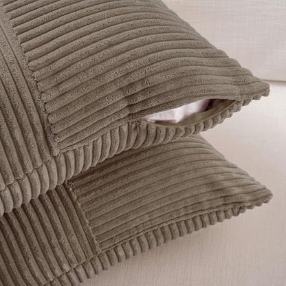 Fancy Homi Set of 2 Light Brown Striped 14x36 Inch Throw Pillow Covers - color: Light Brown, size: 36" x 14" (Pack of 2)