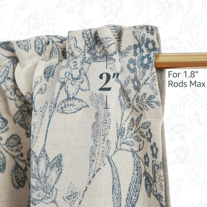 jinchan Linen Valance Curtain Farmhouse 16 Inch 1 Panel Blue on Beige - color: Forest | Blue, size: 50"W x 16"L (Pack of 1)