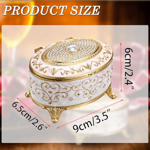 Vintage Jewelry Box Small Trinket Box - Oval Enamel Treasure Chest Box Metal Jewelry Box Golden Rings Earrings Holder Hand Painted Jewelry Keepsake Box Gift for Birthday, Christmas - style: Oval Shape