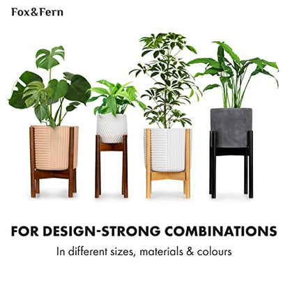 Fox & Fern Large Adjustable Plant Stand Indoor, Bamboo Stand, 8 - 12 Inch - color: Polished Bamboo - Mid, size: 8 - 12 Inch
