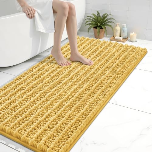 Arotive Bathroom Rugs Mat 40x24, Soft Absorbent Chenille Shaggy Bath Mat - color: Yellow, size: 40" X 24"