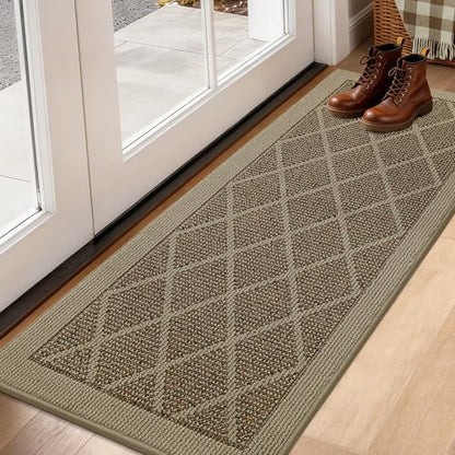 COSY HOMEER Non-Slip Door Mat 20"x48",Entryway Rugs Low Profile,Beige - color: Beige, size: 4' x 1'8" (Rectangular)