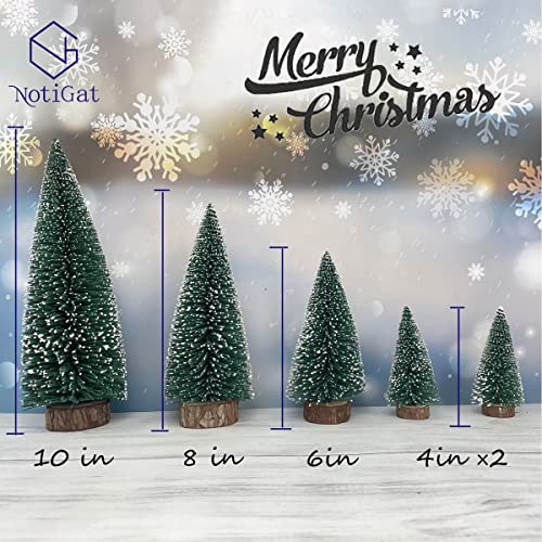 mini Christmas Tree Bottle Brush Christmas Trees with Wooden Bases Christmas Decorations for Party Table top decer Christmas Tree （5pcs）