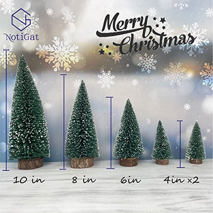 mini Christmas Tree Bottle Brush Christmas Trees with Wooden Bases Christmas Decorations for Party Table top decer Christmas Tree （5pcs）