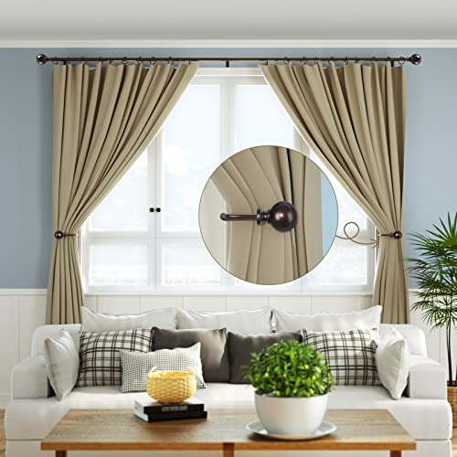 KAMANINA Curtain Holdbacks 2 Pack Wall Mounted with Bronze Round Finials - color: Antique Bronze