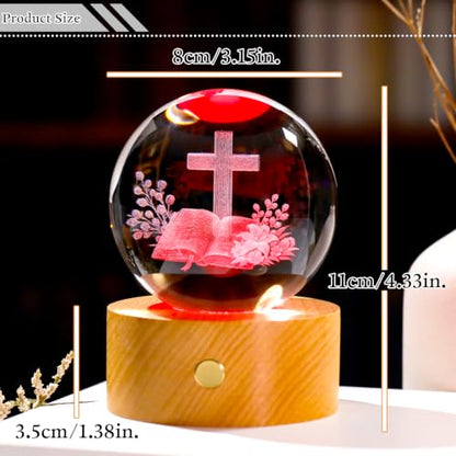 Ornalrist 3D Christian Gifts 3.15in Crystal Ball Religious Cross for Her - color: Cross Chritian