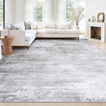 Tosuoka Area Rugs 9x12 Living Room, Washable Abstract Large Rug Gray - color: Grey, size: 9' x 12' (Rectangular)