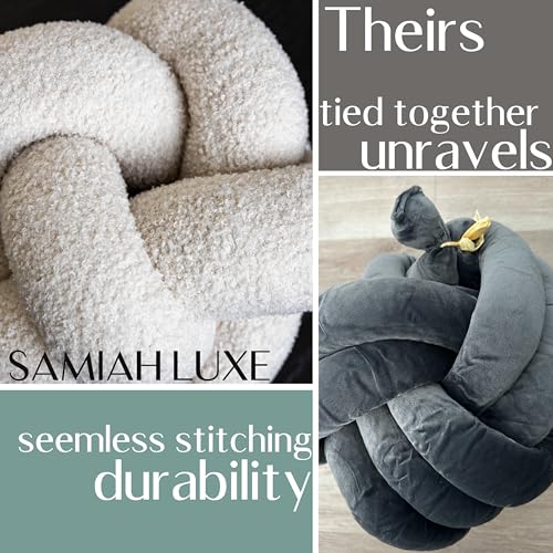 SAMIAH LUXE 12 in Boucle Knot Pillow Ball, Sage Green Teddy Sherpa - color: Sage