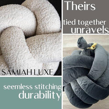 SAMIAH LUXE 12 in Boucle Knot Pillow Ball, Sage Green Teddy Sherpa - color: Sage