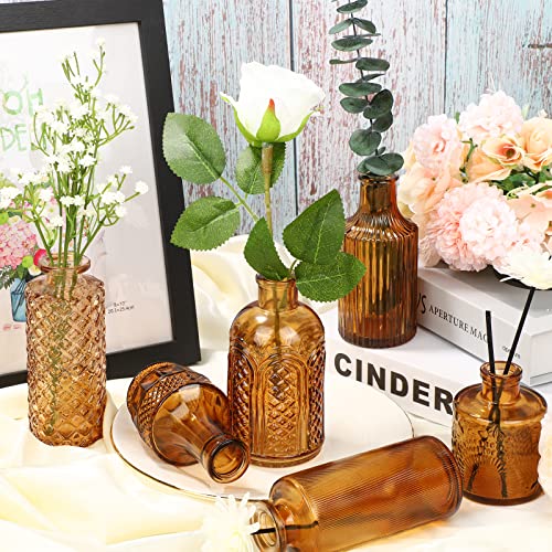Bud Vases Set of 30 in Bulk Amber Glass Bud Vase