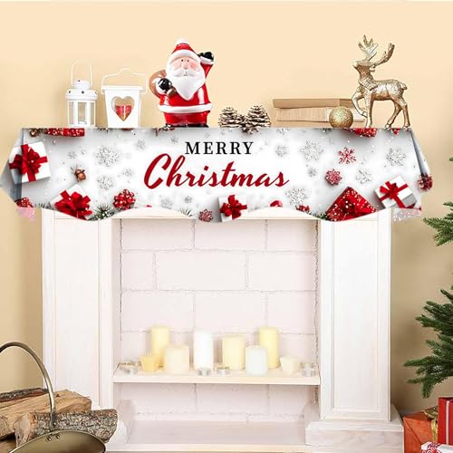 NYZE Christmas Mantel Scarf 70 x 17 Inch Fireplace Mantel Scarf Cover Decoration for Christmas Fireplace Scarf Shelf Top Runner Holiday Winter Home Decor - size: 70 x 17 in, style: Merry Xmas 2
