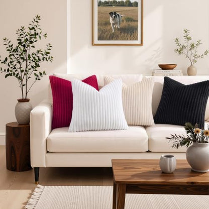 Simmore Fall Soft Burgundy Flannel Throw Pillow Covers 22X22 Set of 2 - color: Burgundy, size: 22" x 22" (Pack of 2)