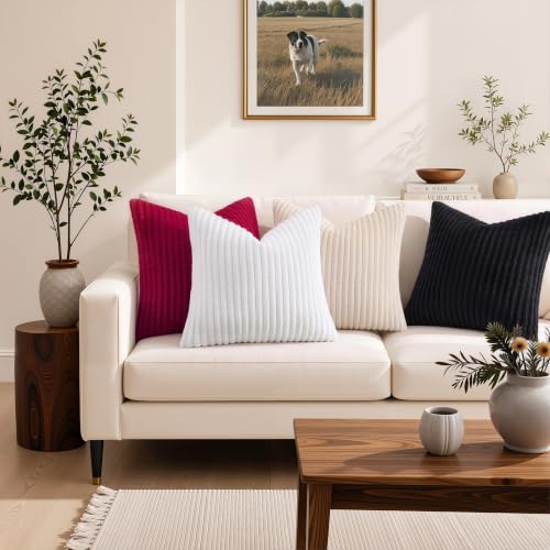 Simmore Fall Soft Burgundy Flannel Throw Pillow Covers 12X20 Set of 2 - color: Burgundy, size: 20" x 12" (Pack of 2)